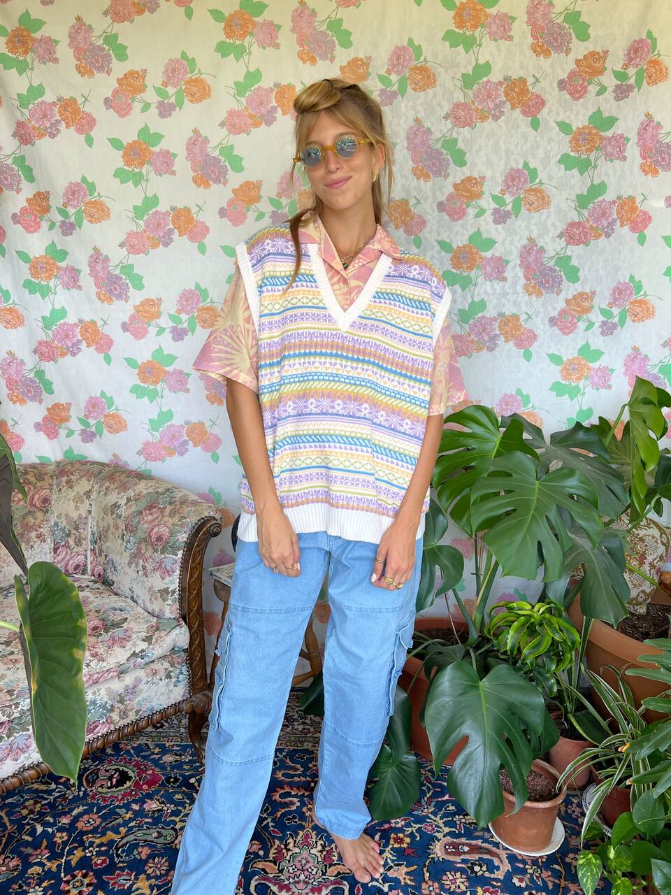 90's Pastel Colors Sweater Vest