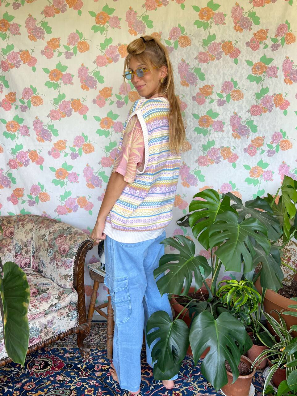 90's Pastel Colors Sweater Vest