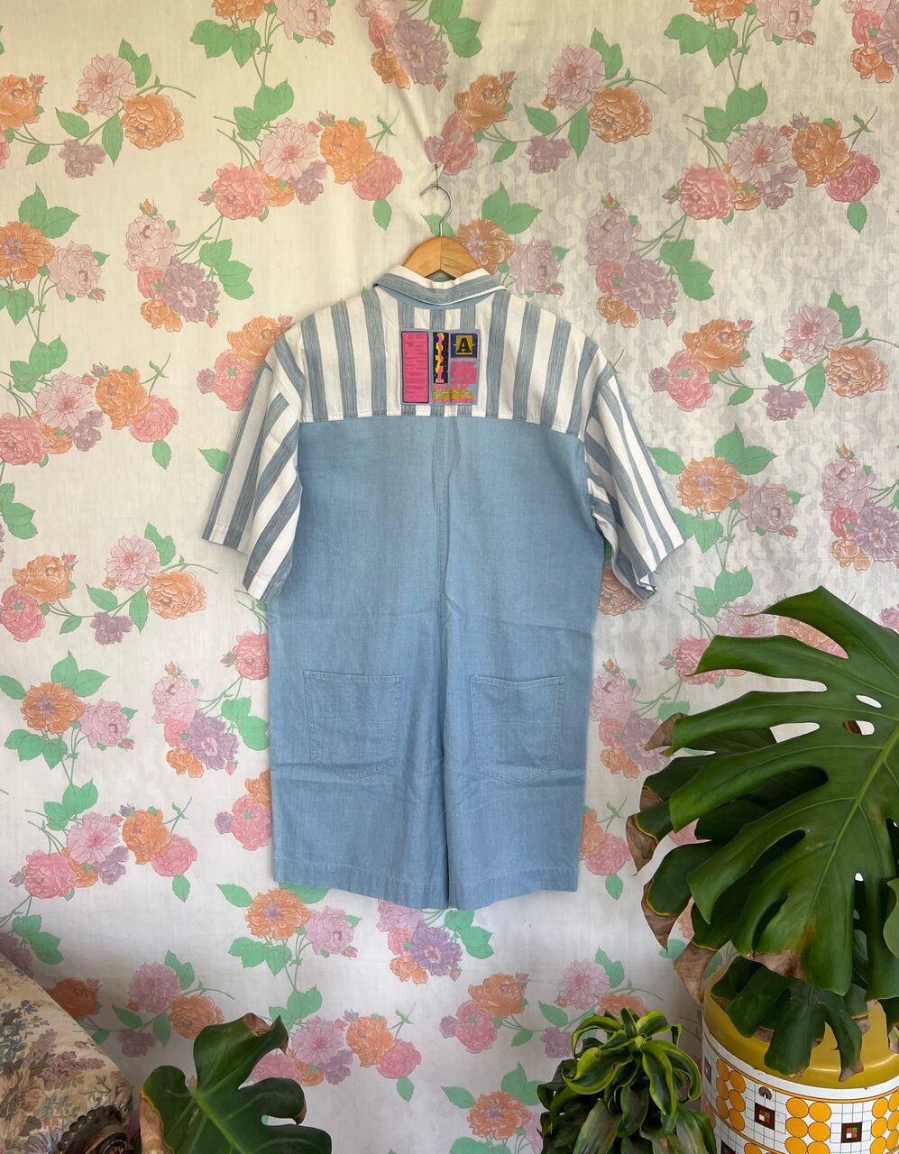 90's Denim Striped Jumpsuit