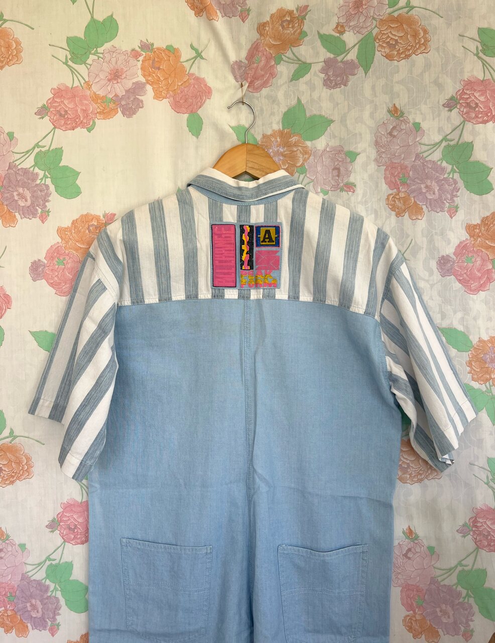 90's Denim Striped Jumpsuit