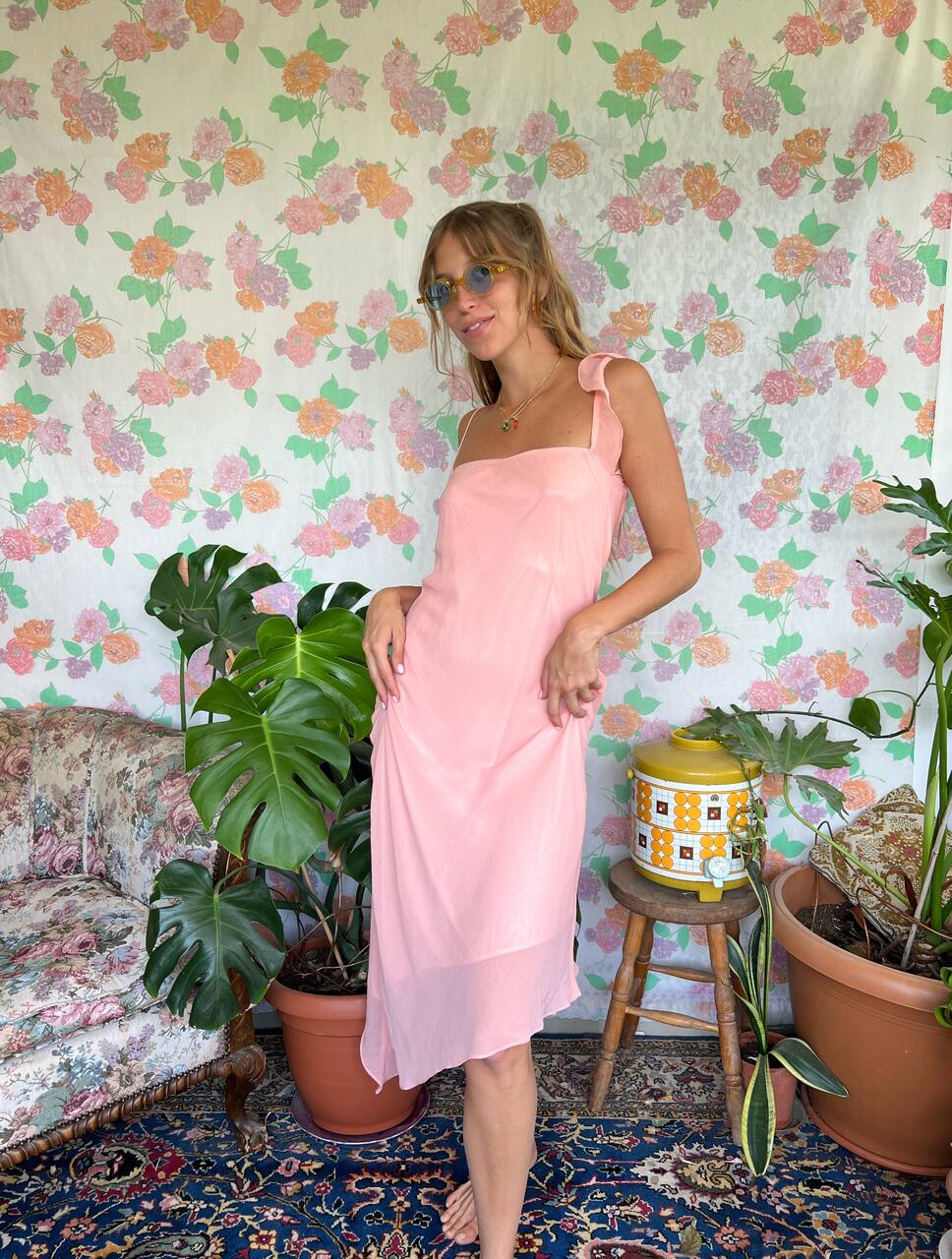 90's Asymmetric Pink Slip Dress
