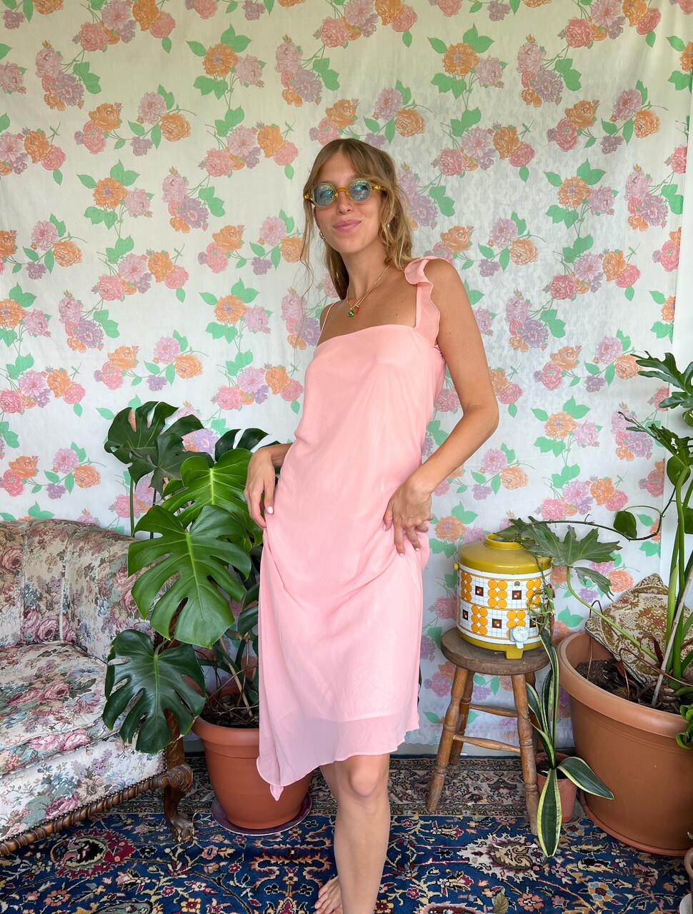 90's Asymmetric Pink Slip Dress