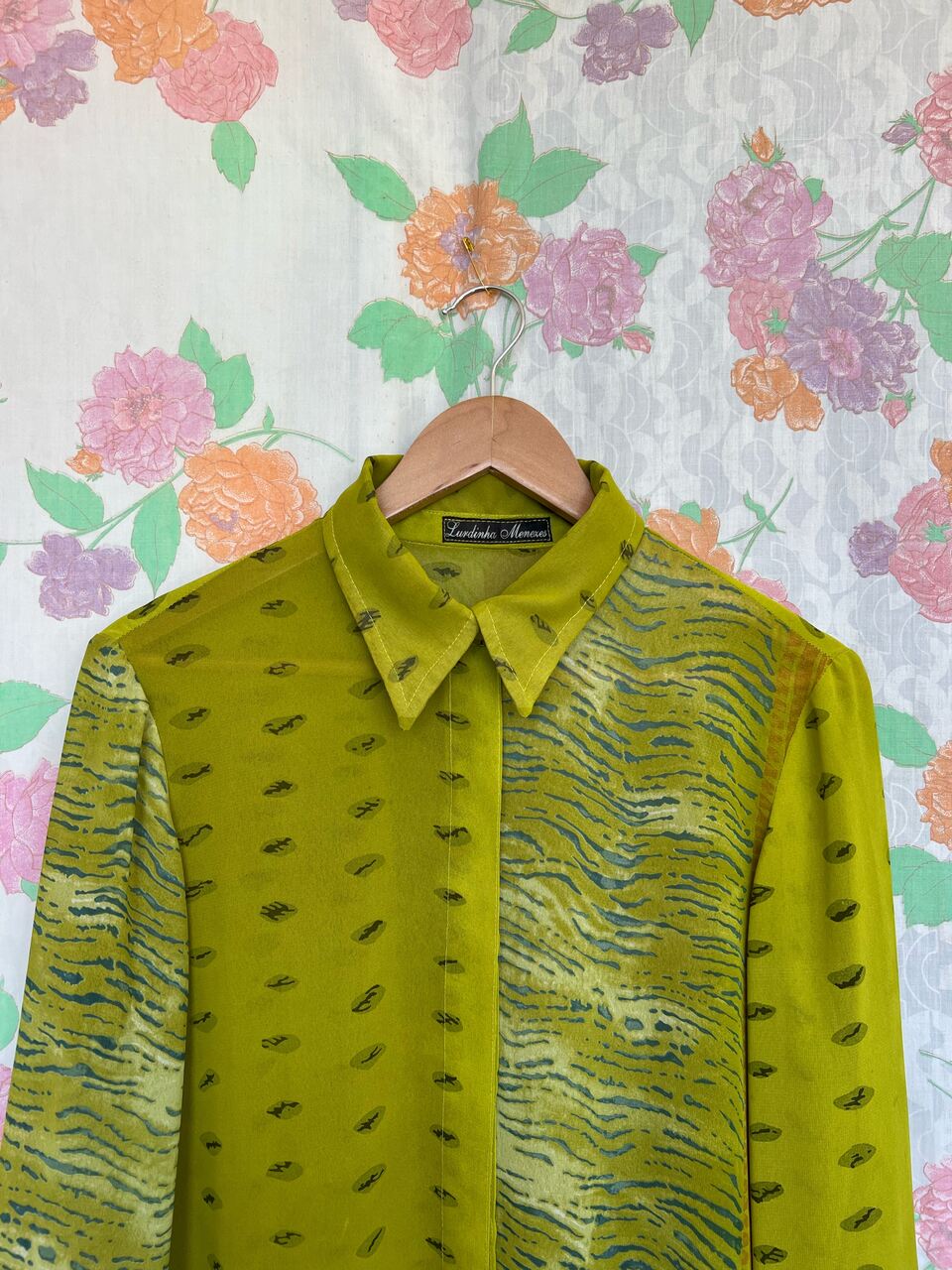 80's Unique Green Blouse
