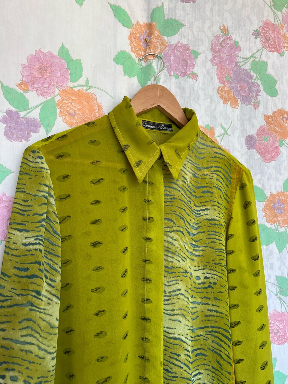 80's Unique Green Blouse