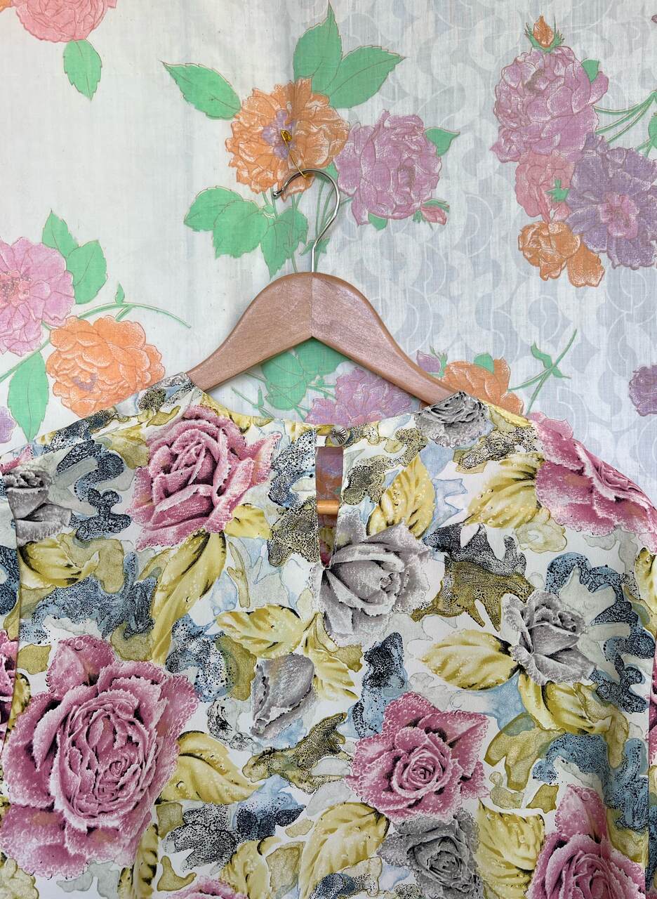 Vintage Yellow Roses Printed Shirt