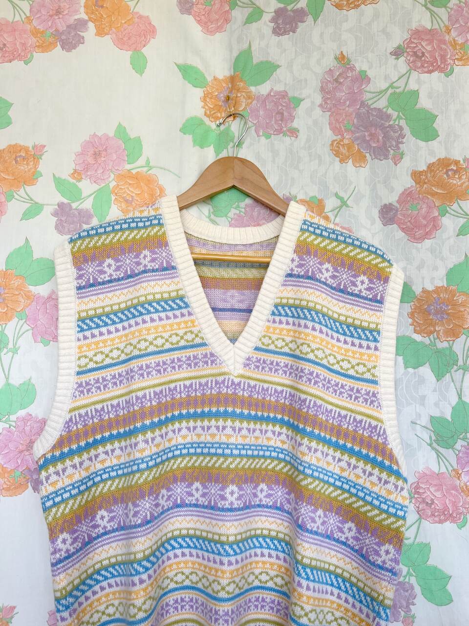 90's Pastel Colors Sweater Vest