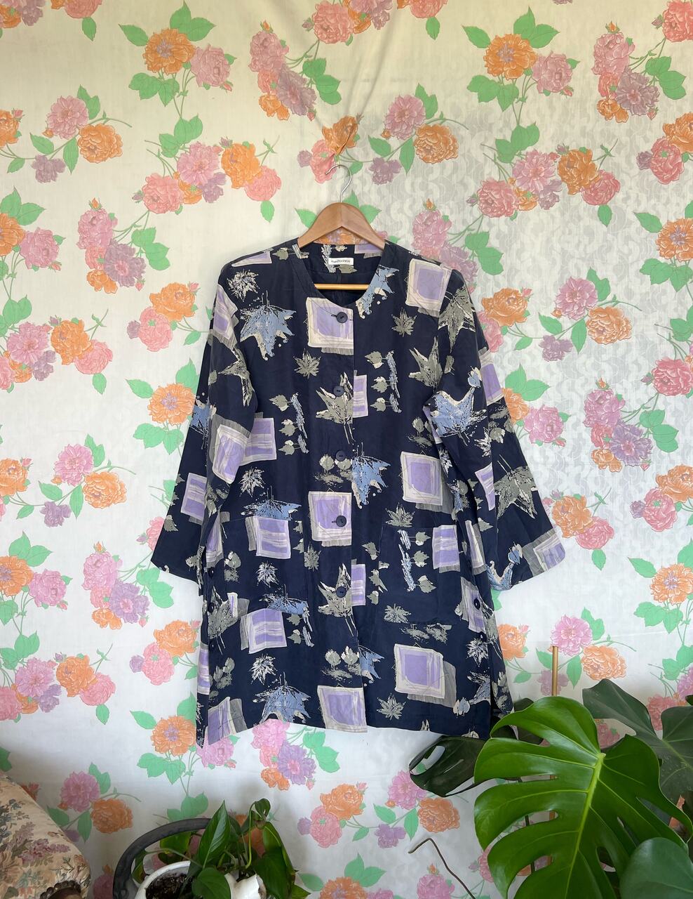 80's Light Printed Oversized Coat