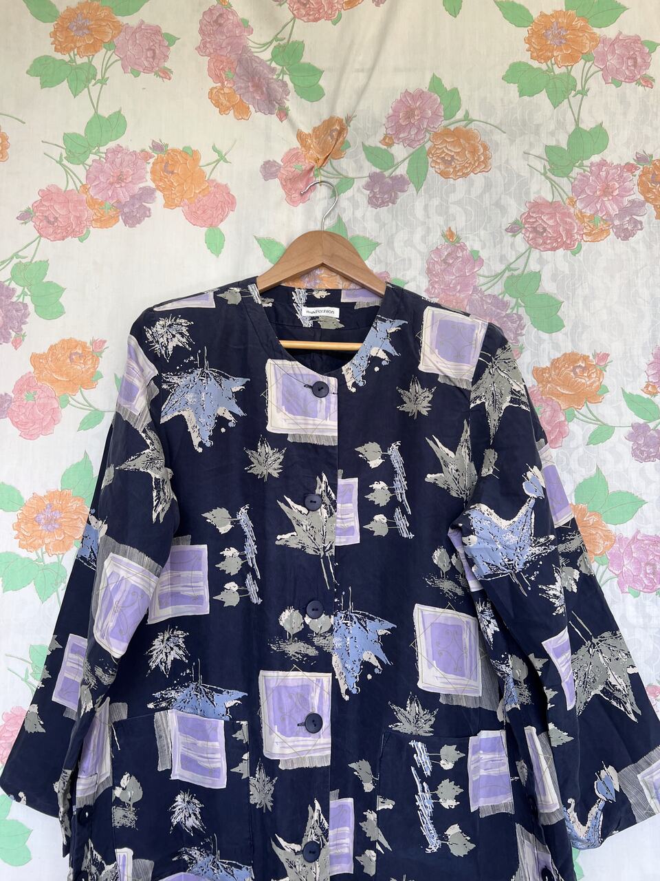 80's Light Printed Oversized Coat
