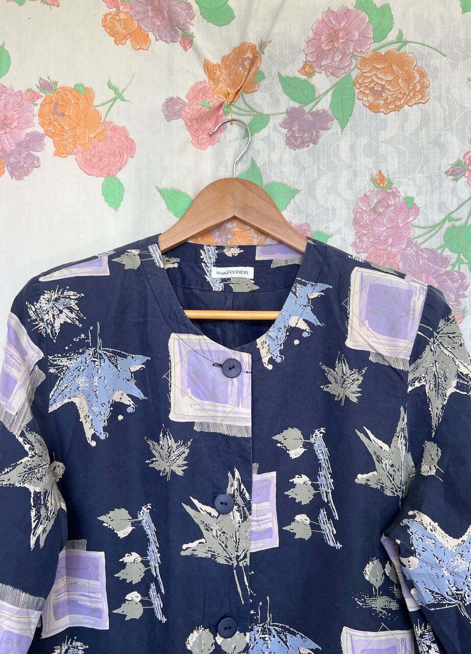 80's Light Printed Oversized Coat