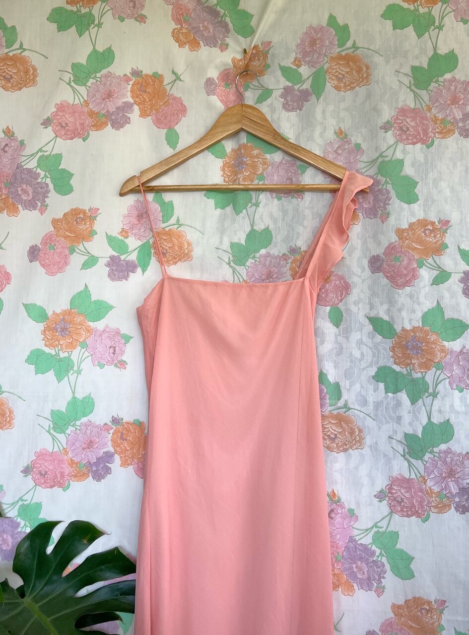 90's Asymmetric Pink Slip Dress