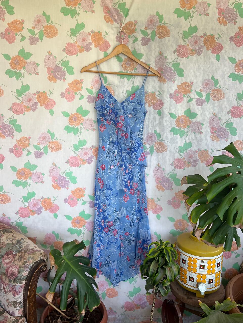 90's Blue Printed Floral Dress