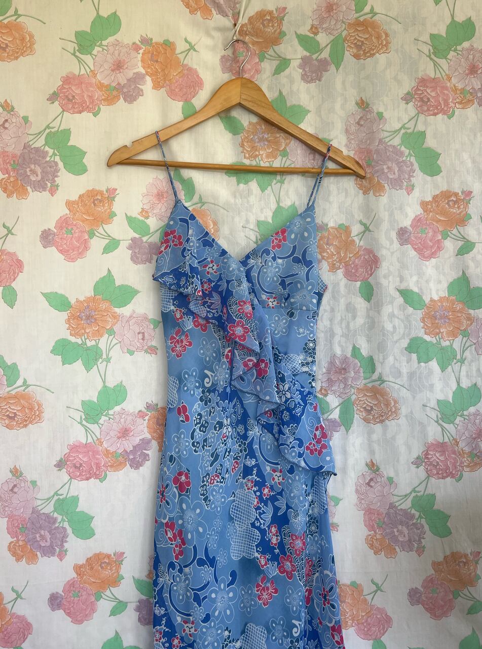 90's Blue Printed Floral Dress
