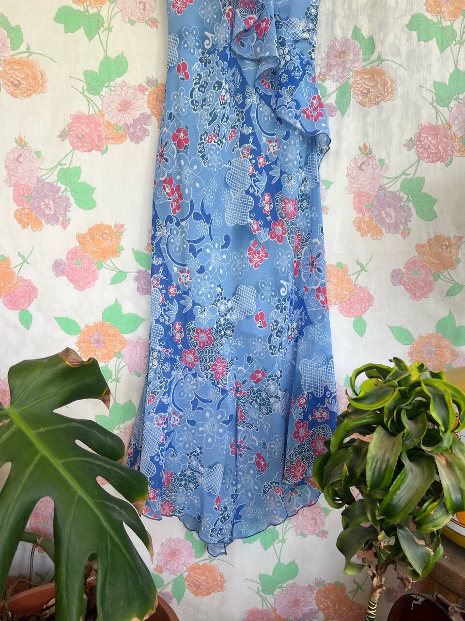 90's Blue Printed Floral Dress