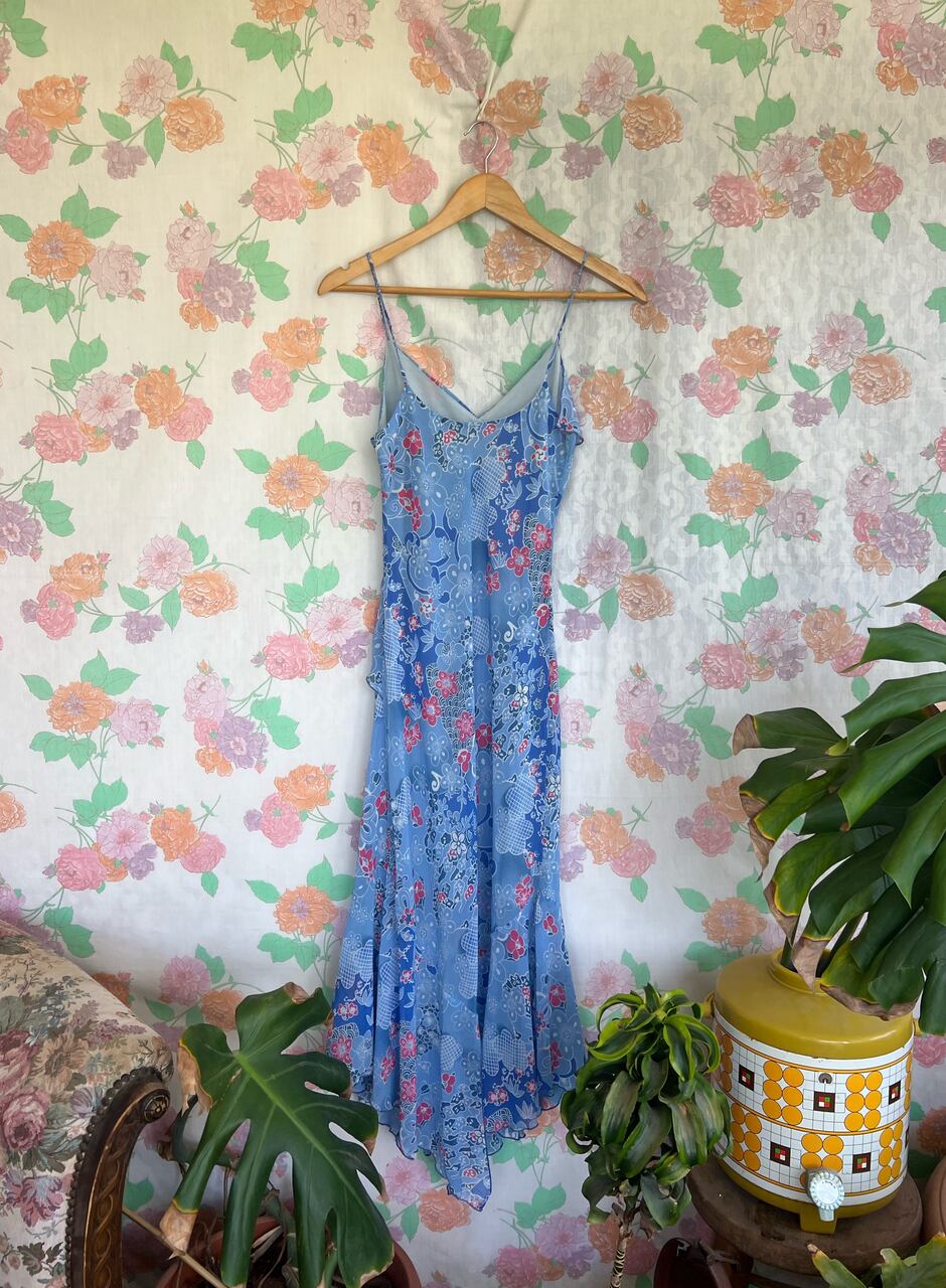 90's Blue Printed Floral Dress