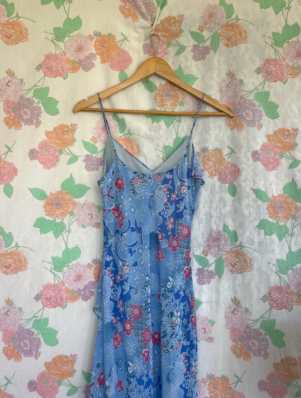 90's Blue Printed Floral Dress