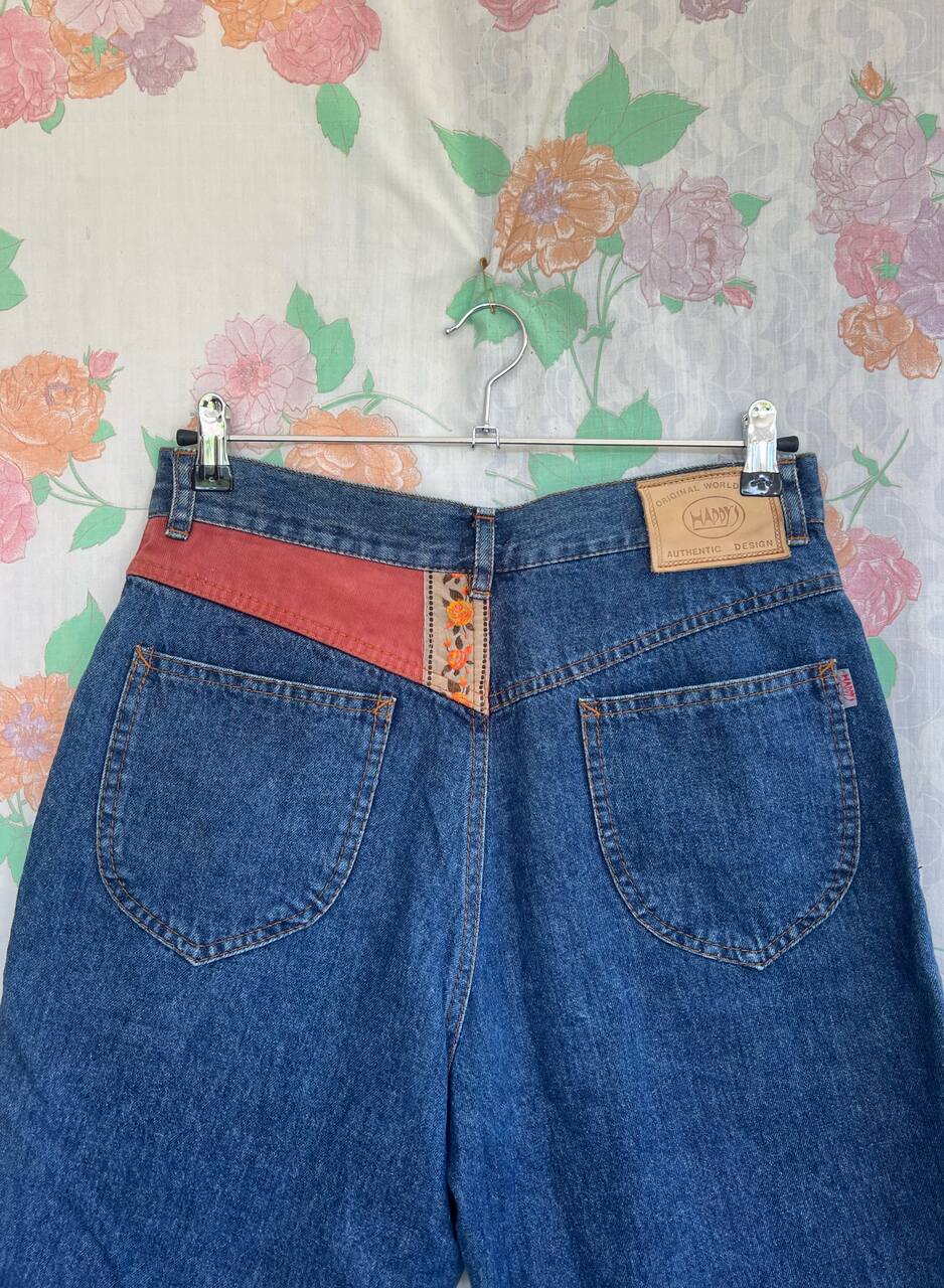 90's Unique Floral Denim Bermuda