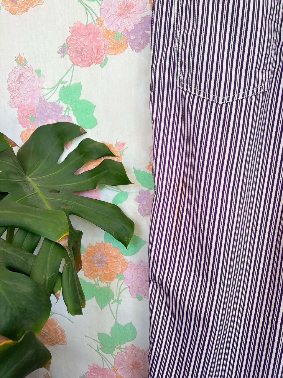 90's Unique Striped Purple Overall