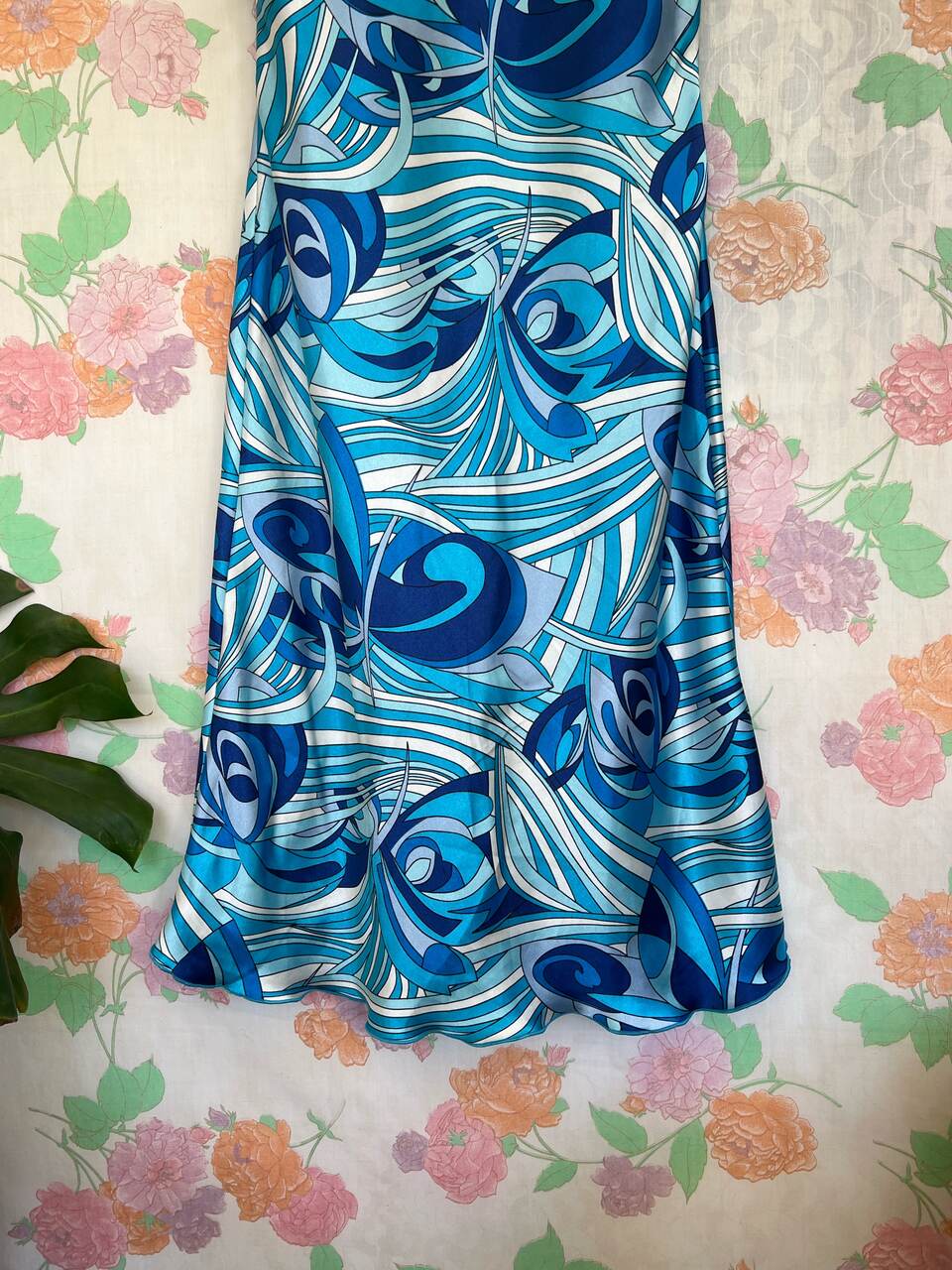 00's Blue Psychedelic Printed Dress