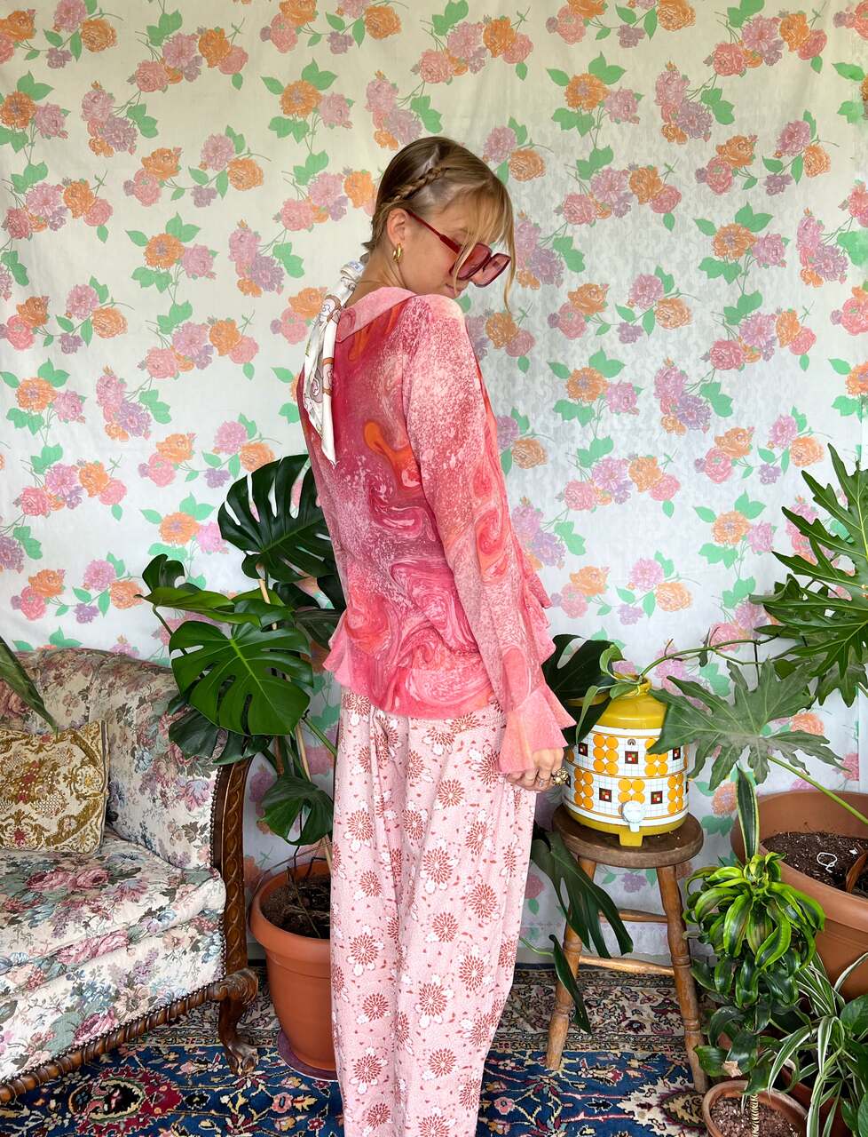 90's Pink Ruffle Blouse