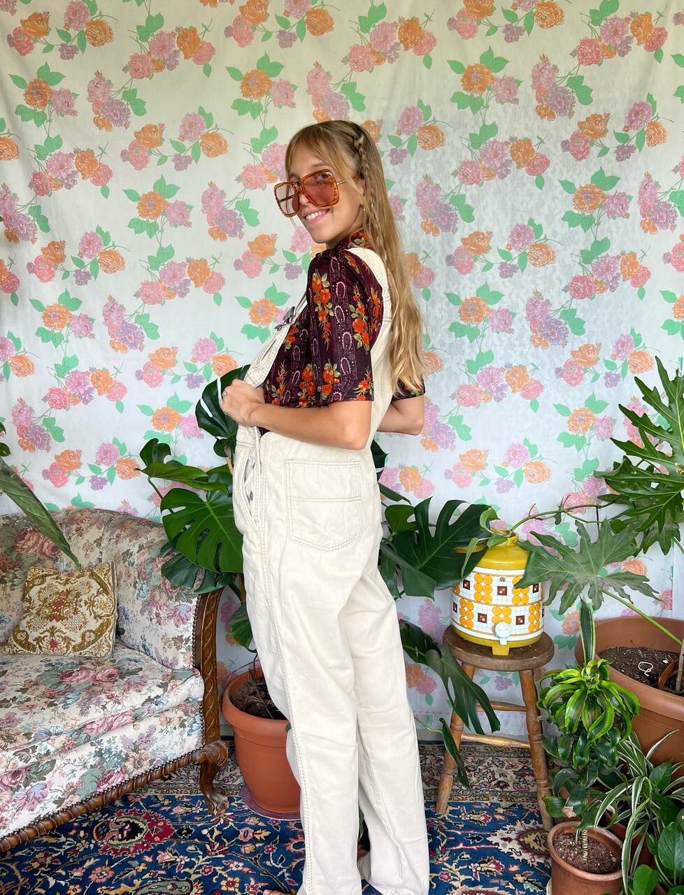 80's Cream Cotton Overall