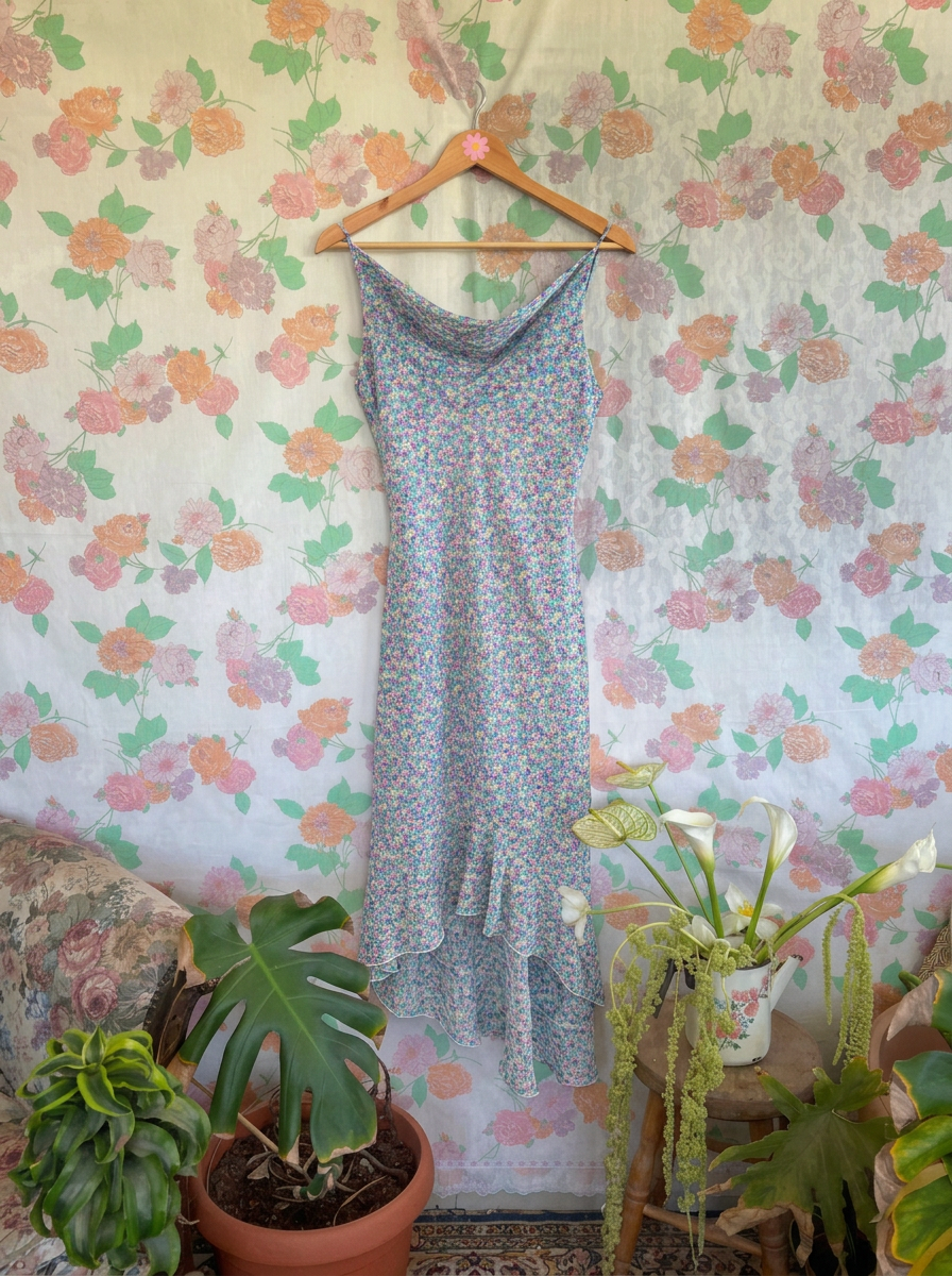 90's Floral Asymmetric Dress