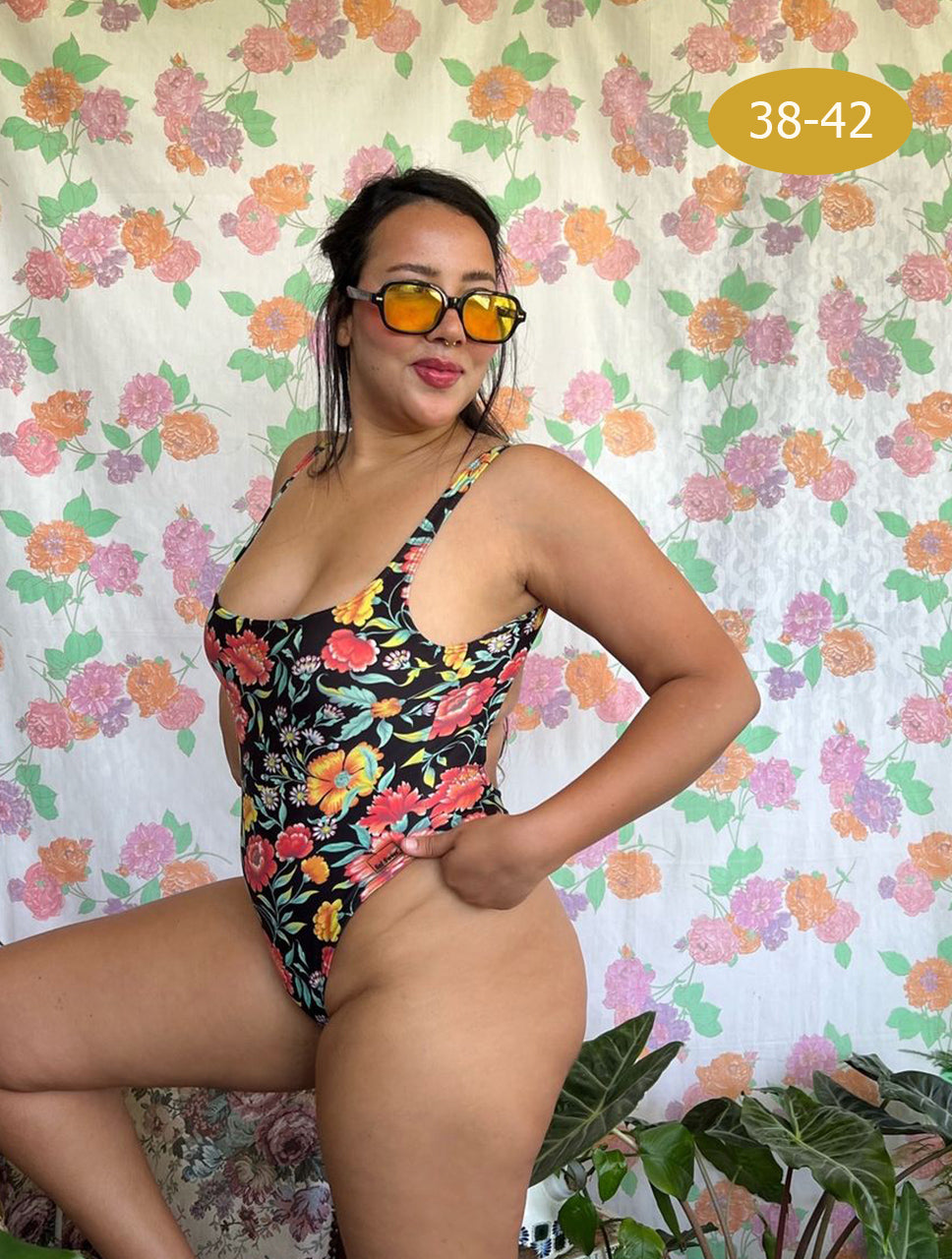 Black Flowery Swimsuit