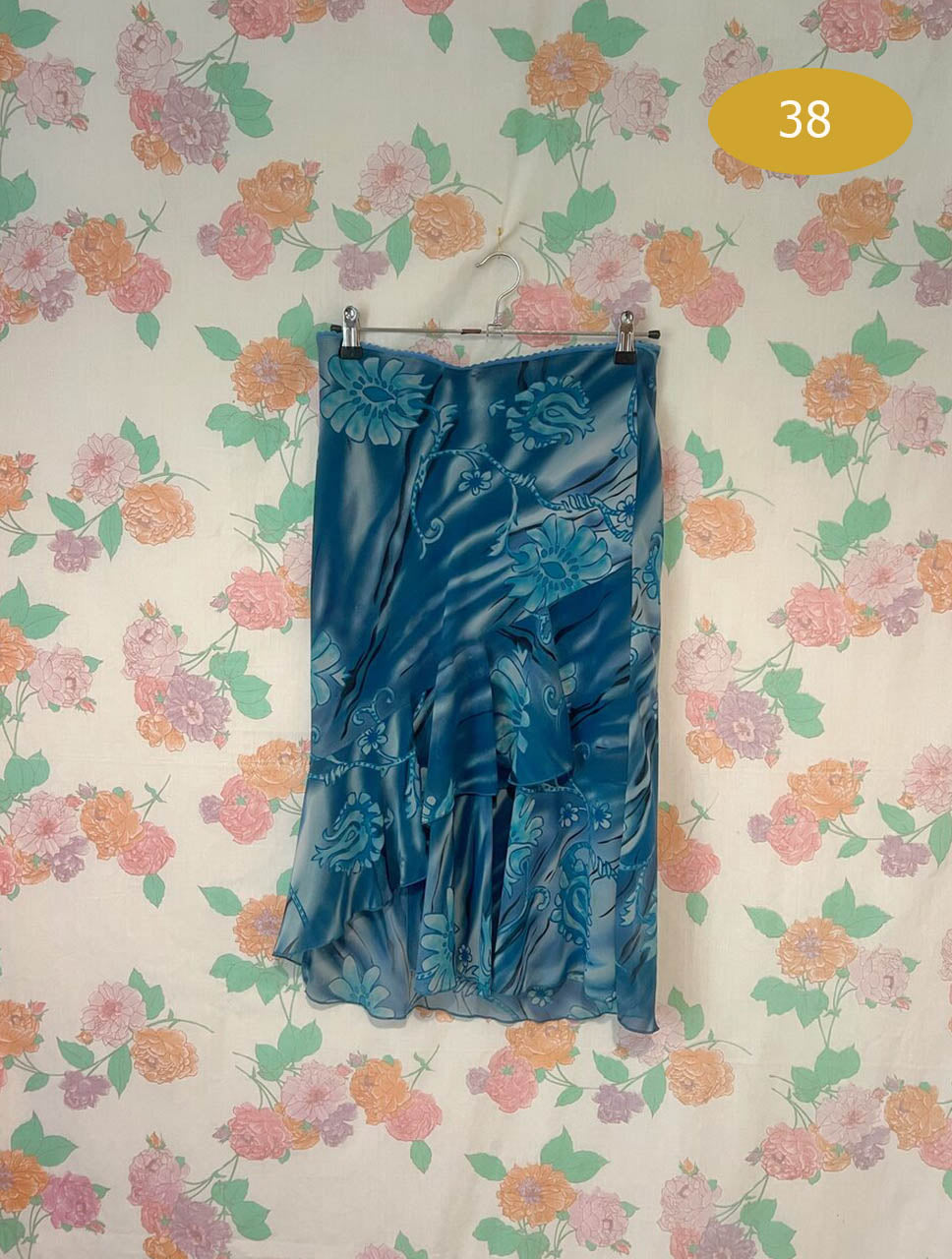 90's Blue Ruffle Skirt