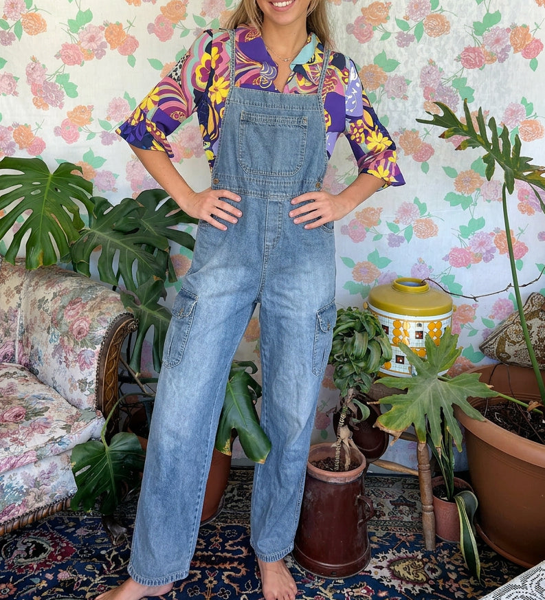 90's Cargo Denim Overalls