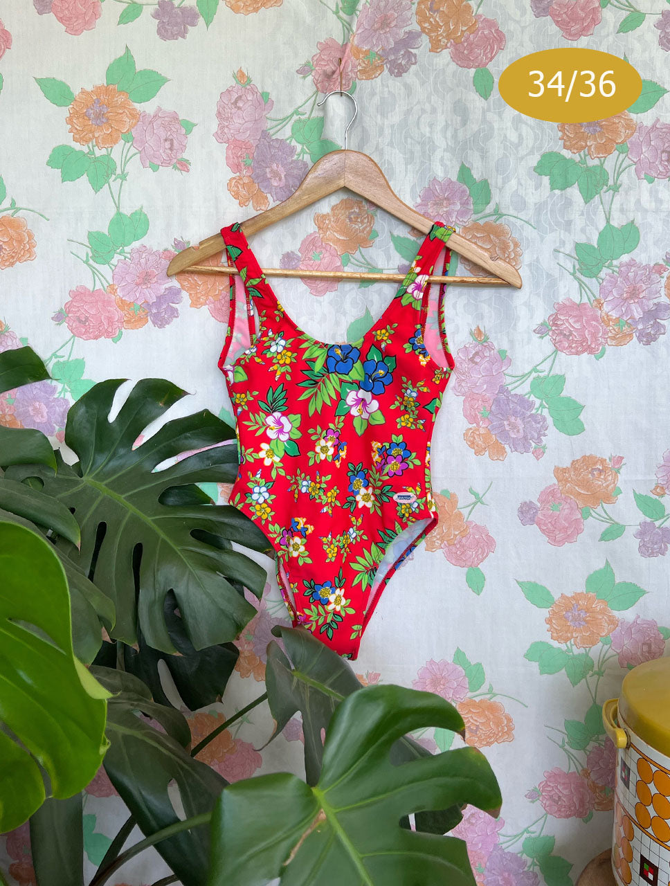 90's Red Garden Swimsuit