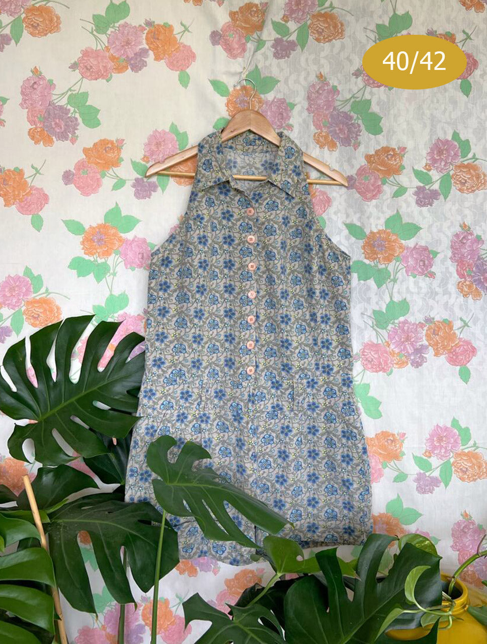 90's Flower Printed Sleeveless Jumpsuit