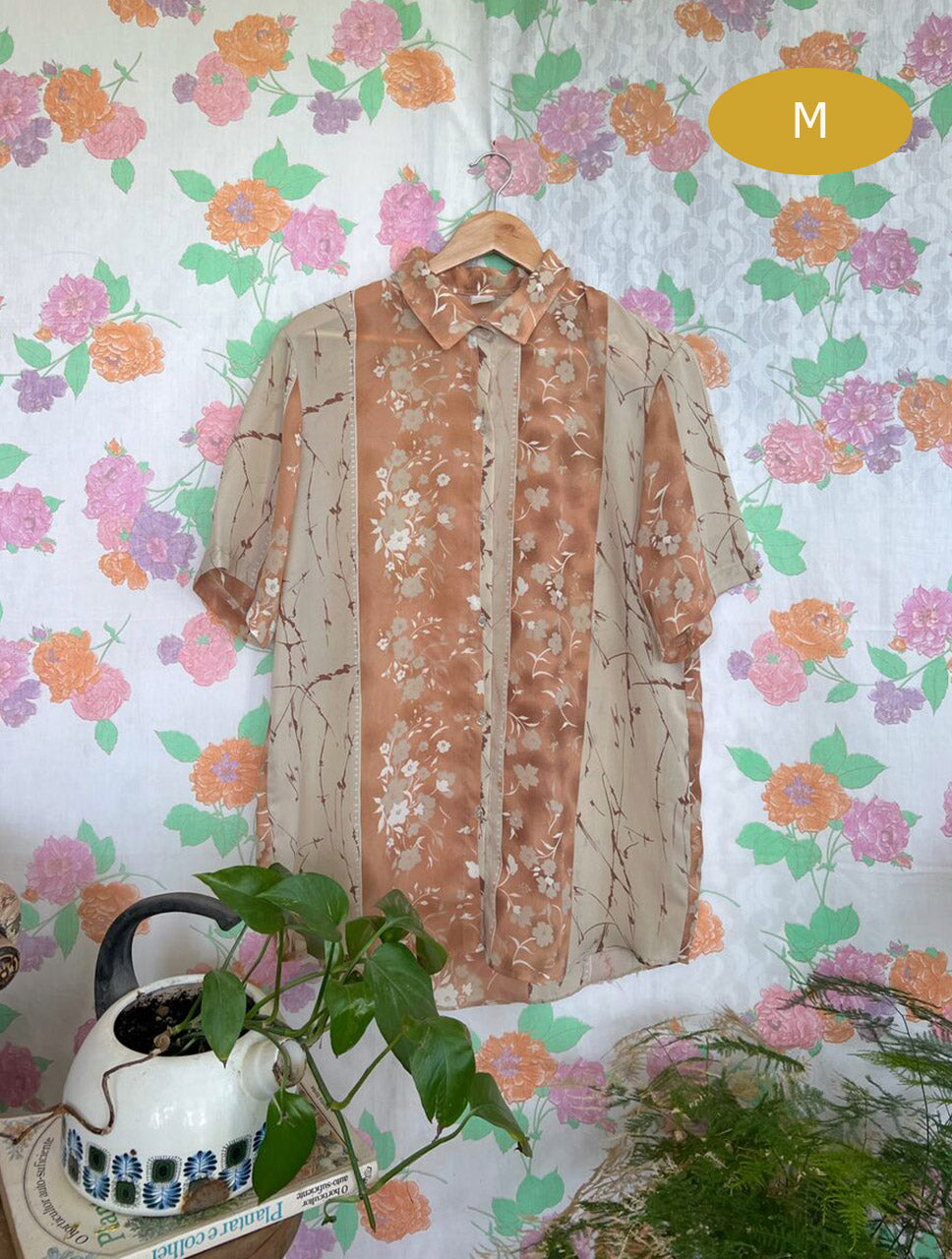 Brown Tones Vintage Flower Shirt