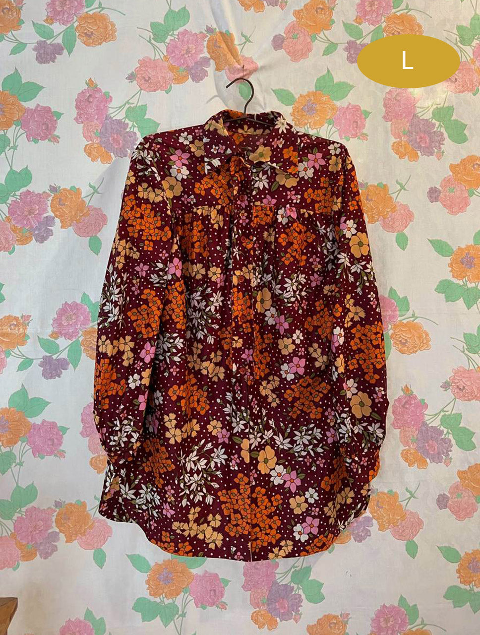 80's Unique Flower Long Shirt