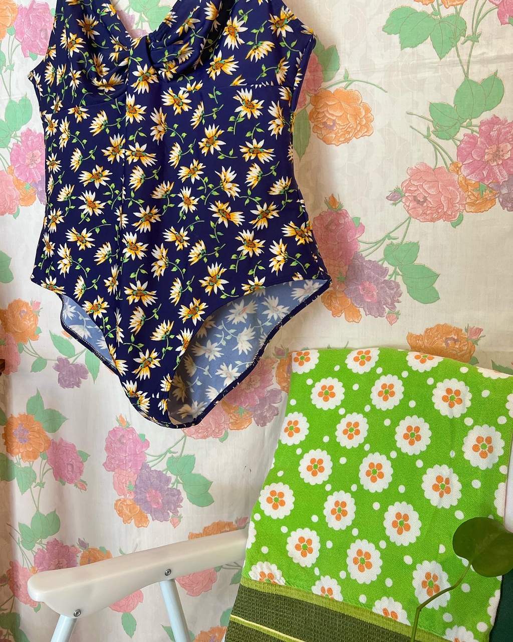 Dark Flower Printed Swimsuit