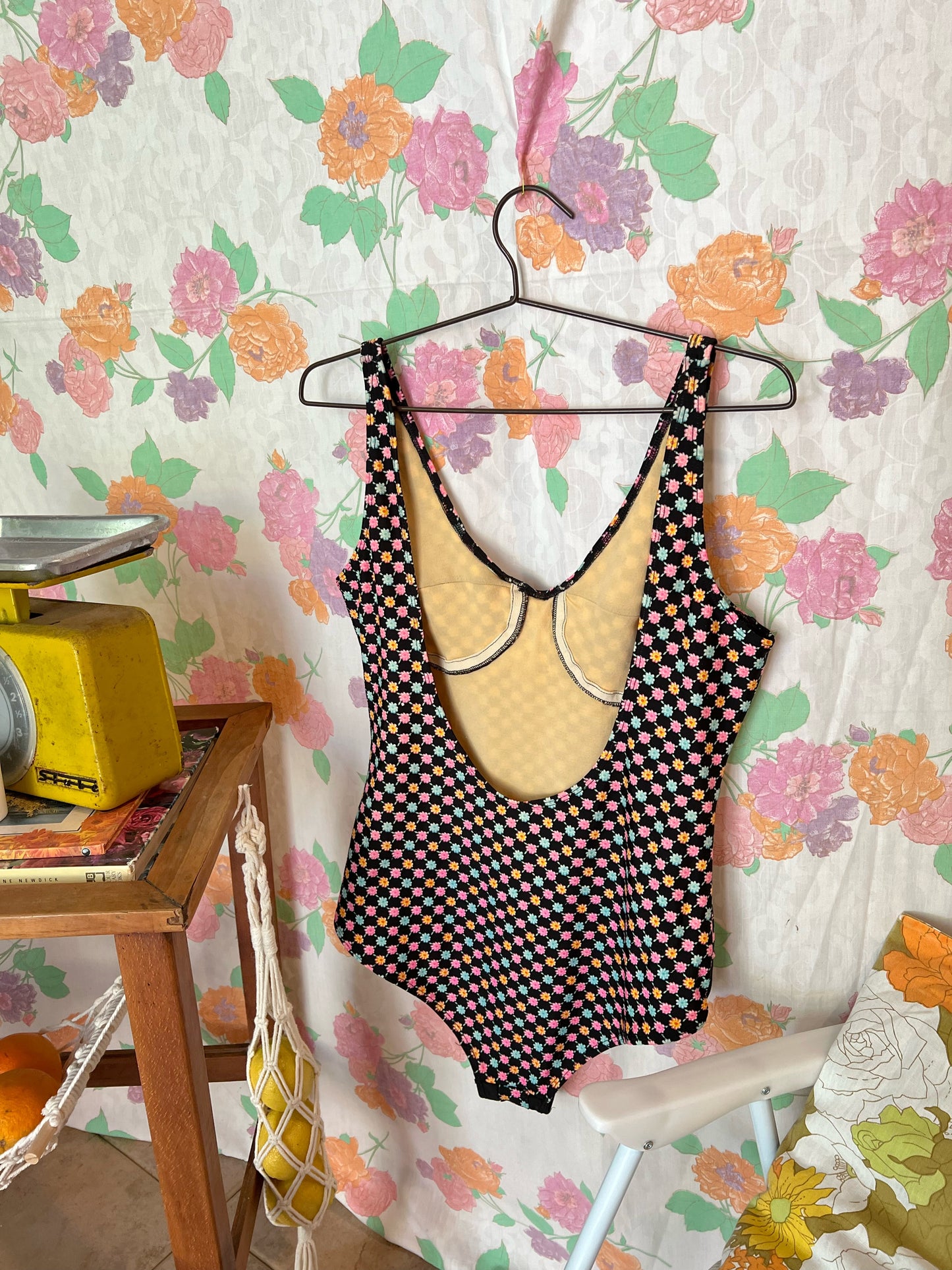 Black Floral Vintage Swimsuit
