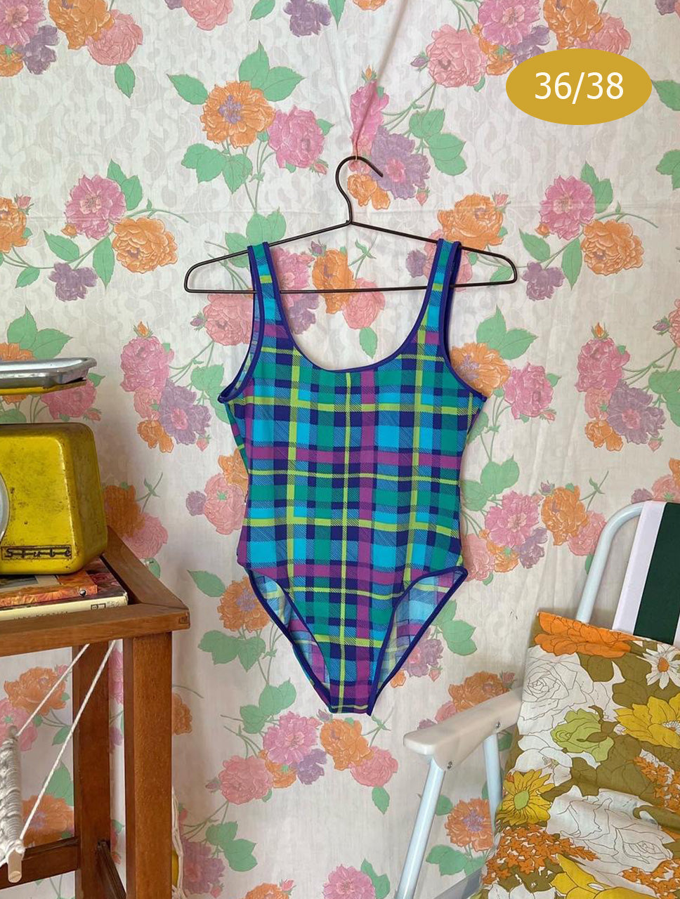 Plaid Cool-Colored Vintage Swimsuit