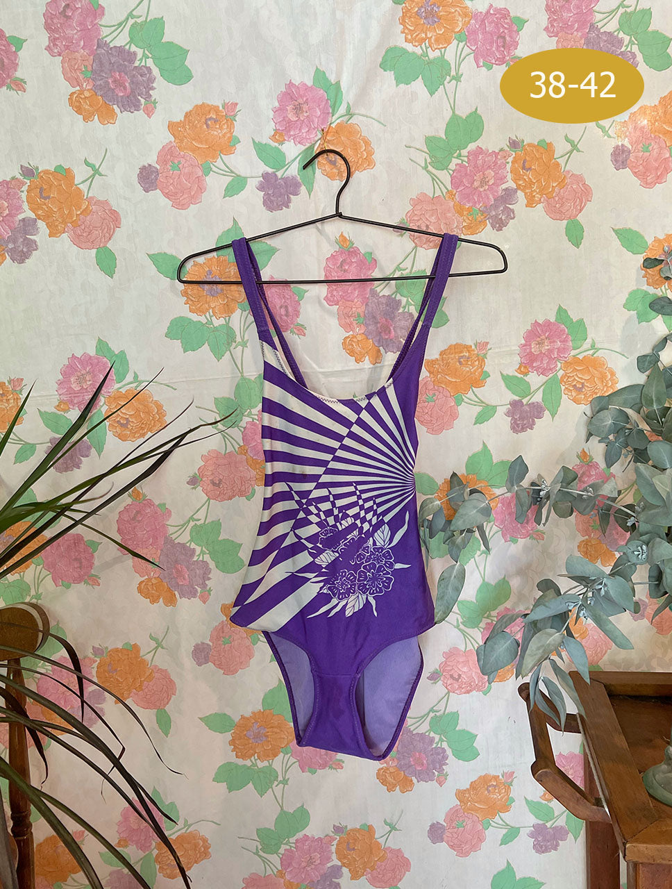 Purple Striped Vintage Swimsuit