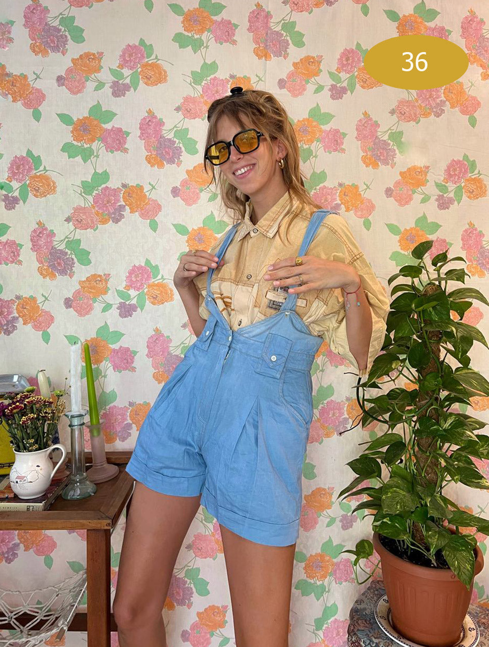 Blue Suspender Short Jumpsuit