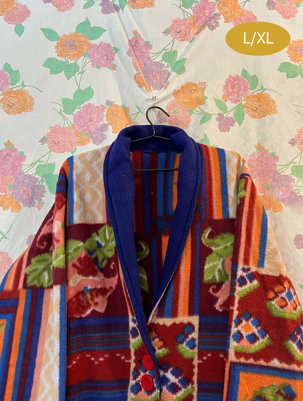 Vintage Printed Fleece Coat