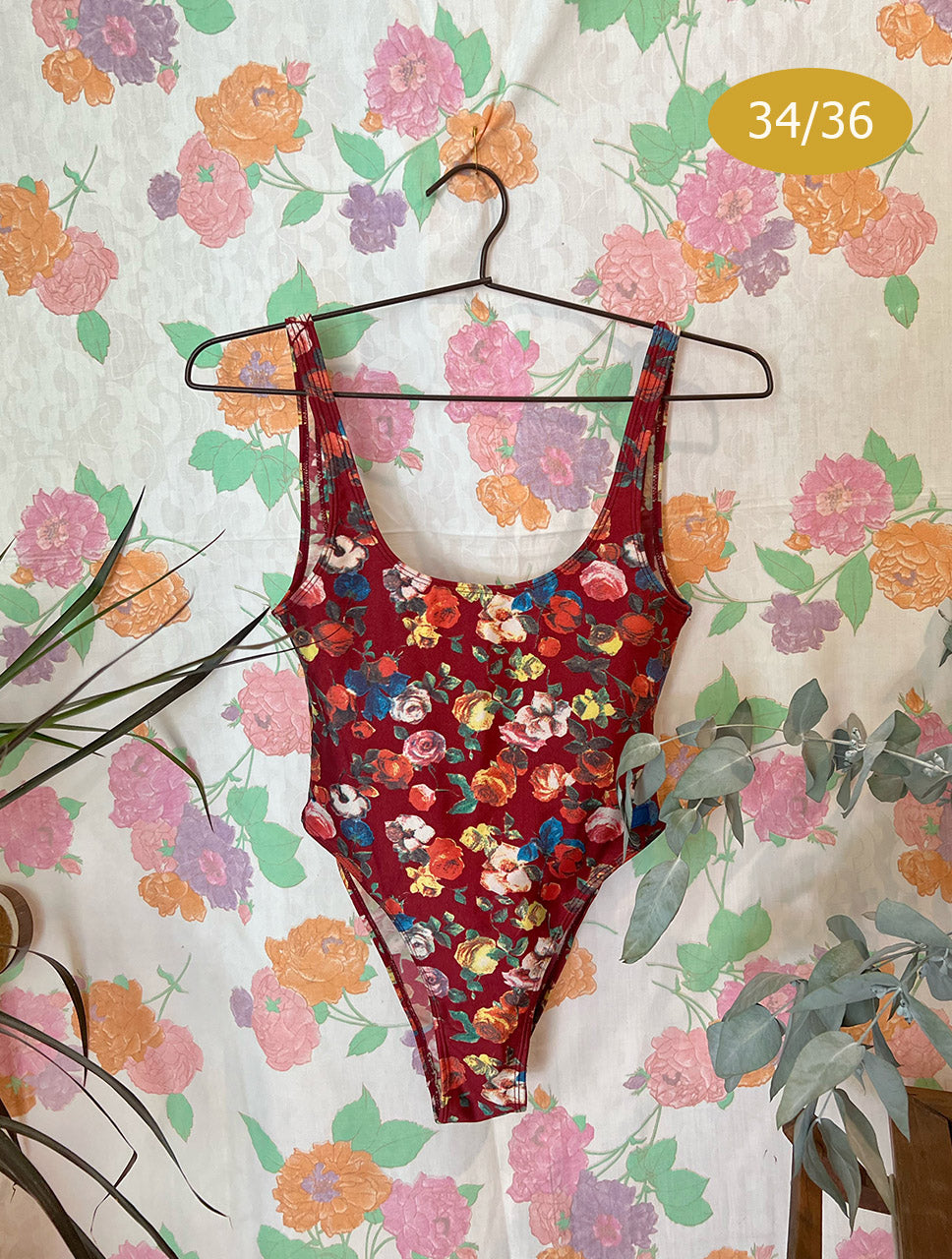 Red Painting Vintage Swimsuit