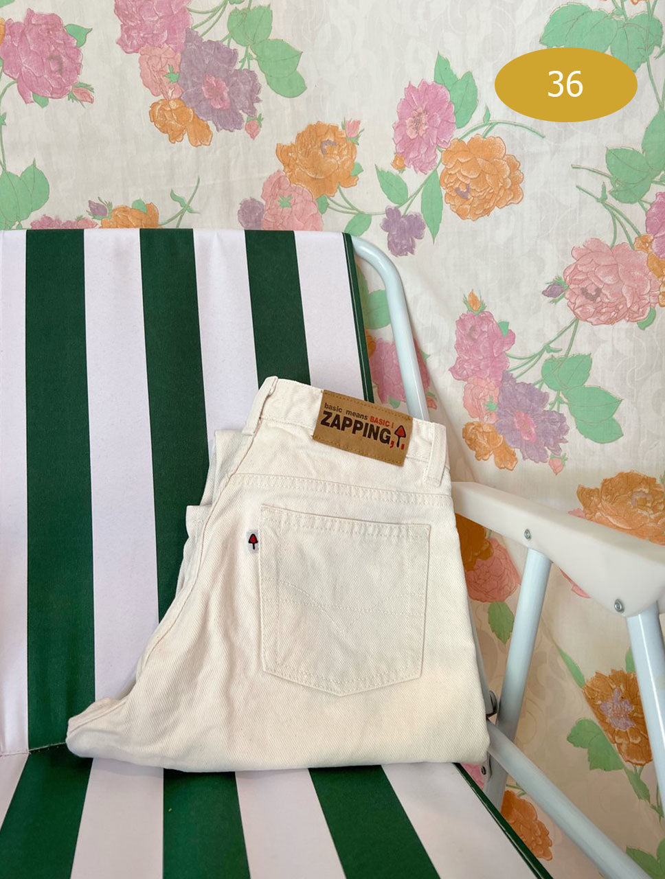 White Zapping Denim Vintage Pants
