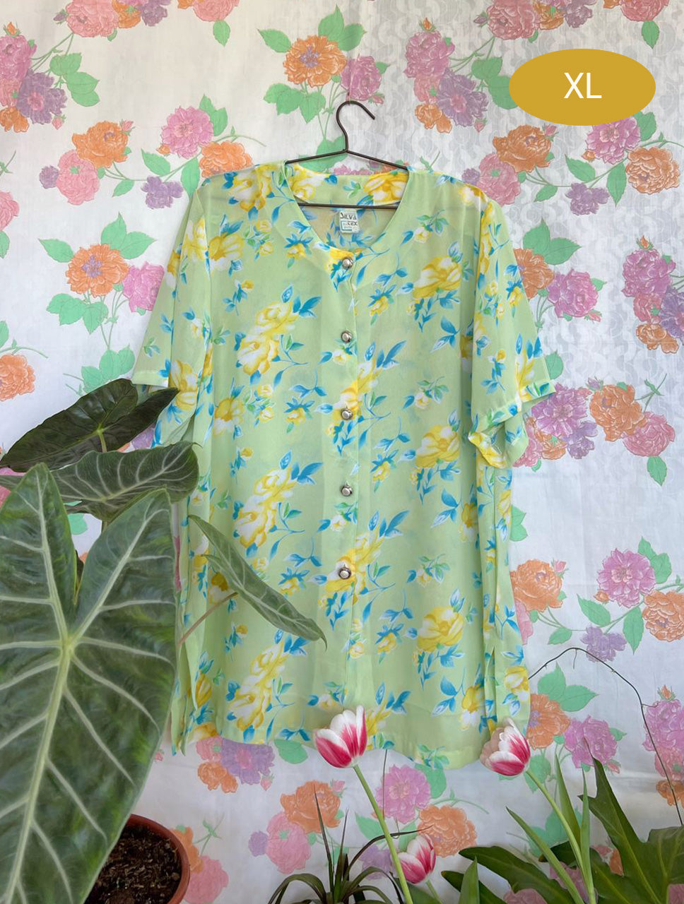 Oversized Vintage Lime Blouse