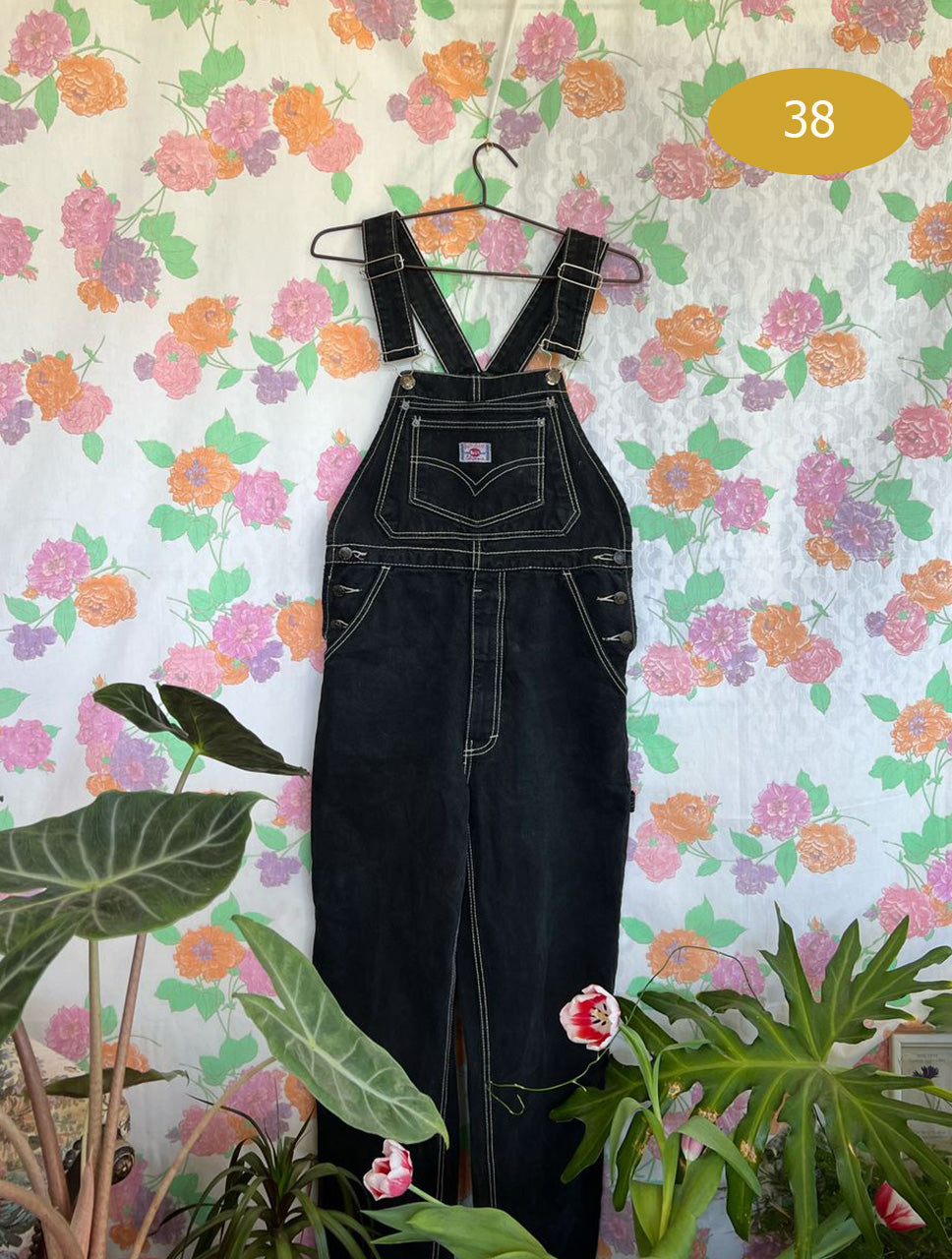 Unique Black Denim Vintage Overall