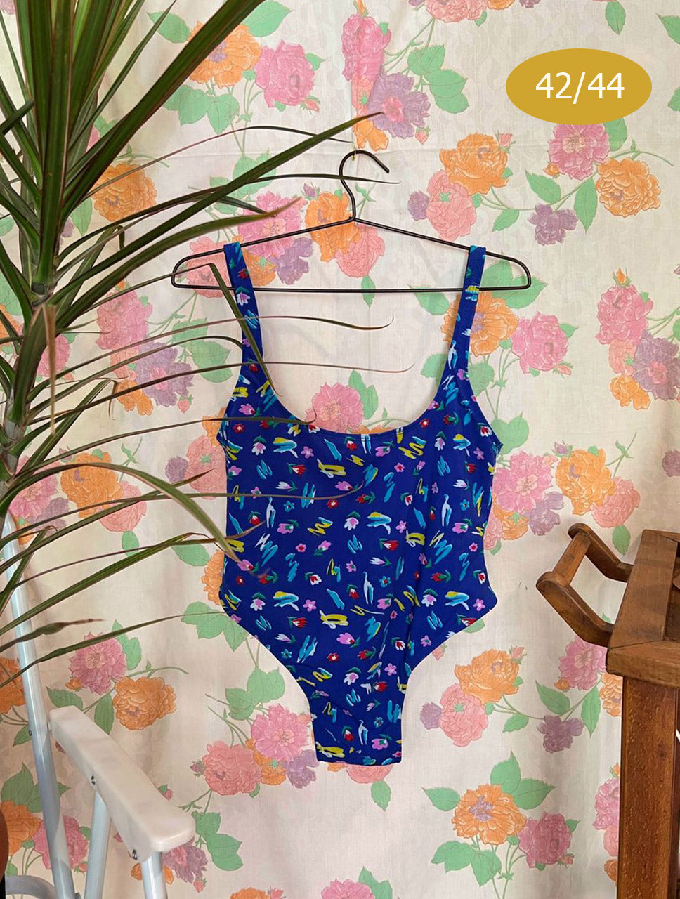 90's Blue Printed Swimsuit