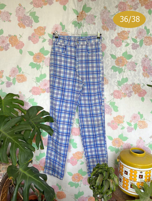 90’s Blue Plaid Hamuche Pants - with the tag!