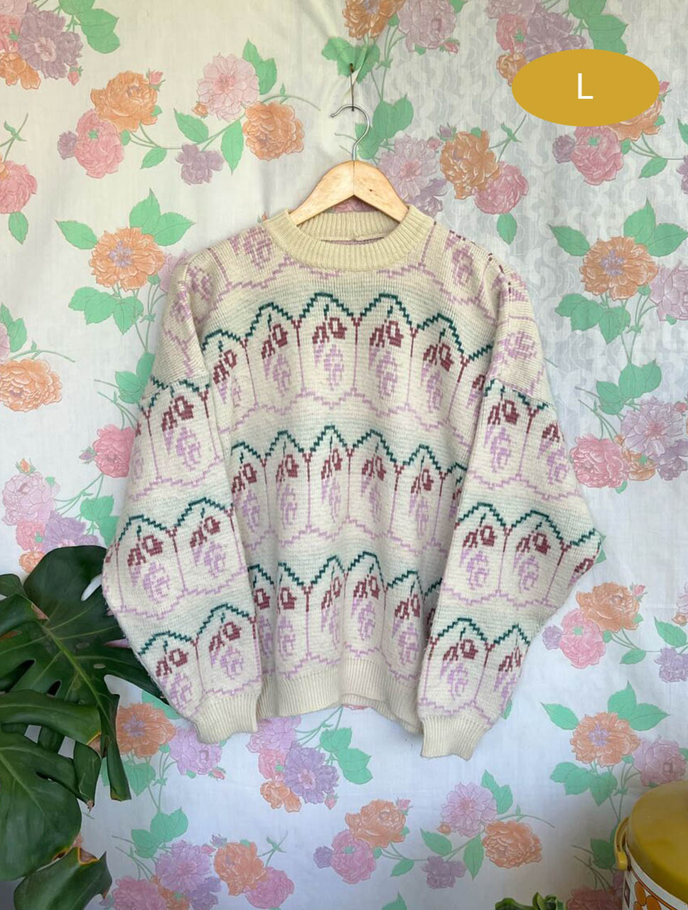 90's Flower Tricot Sweater