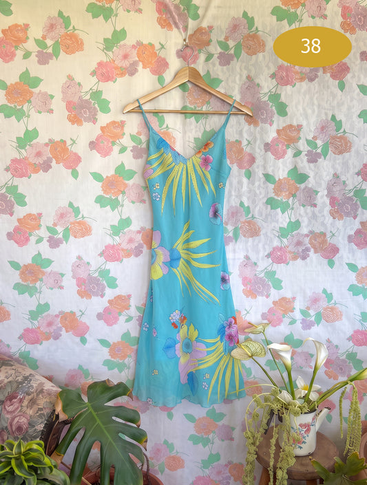 90’s Turquoise Floral Dress