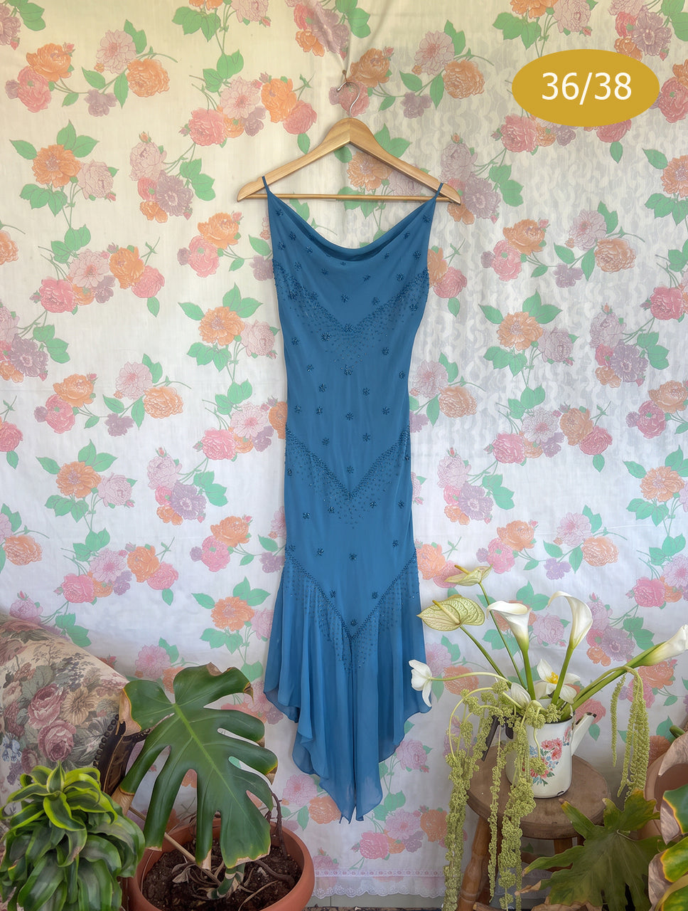 2000's Blue Beaded Dress