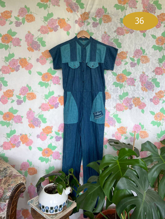 Unique 80's Blue Jumpsuit