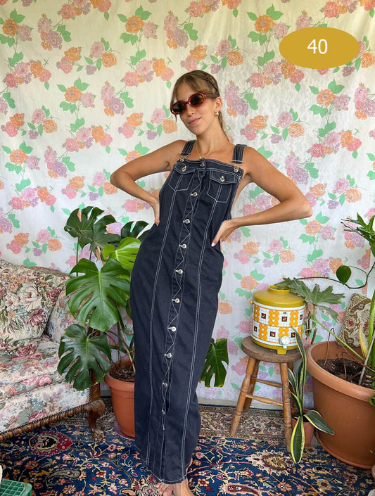 90's Black Denim Dress