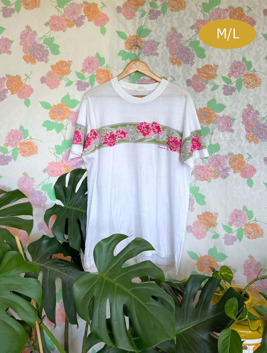 90's White Floral T-Shirt